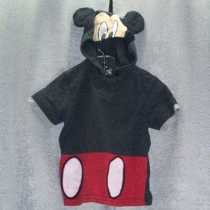Disney Black and Red Mickey Mouse Short Sleeve Hoodie